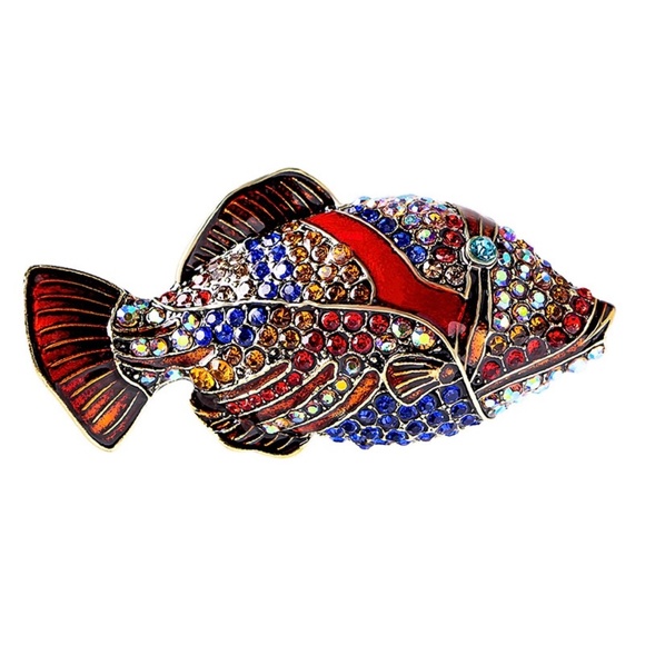 CLEARANCE Fish Brooch Rhinestone Fish Pin - Picture 5 of 6